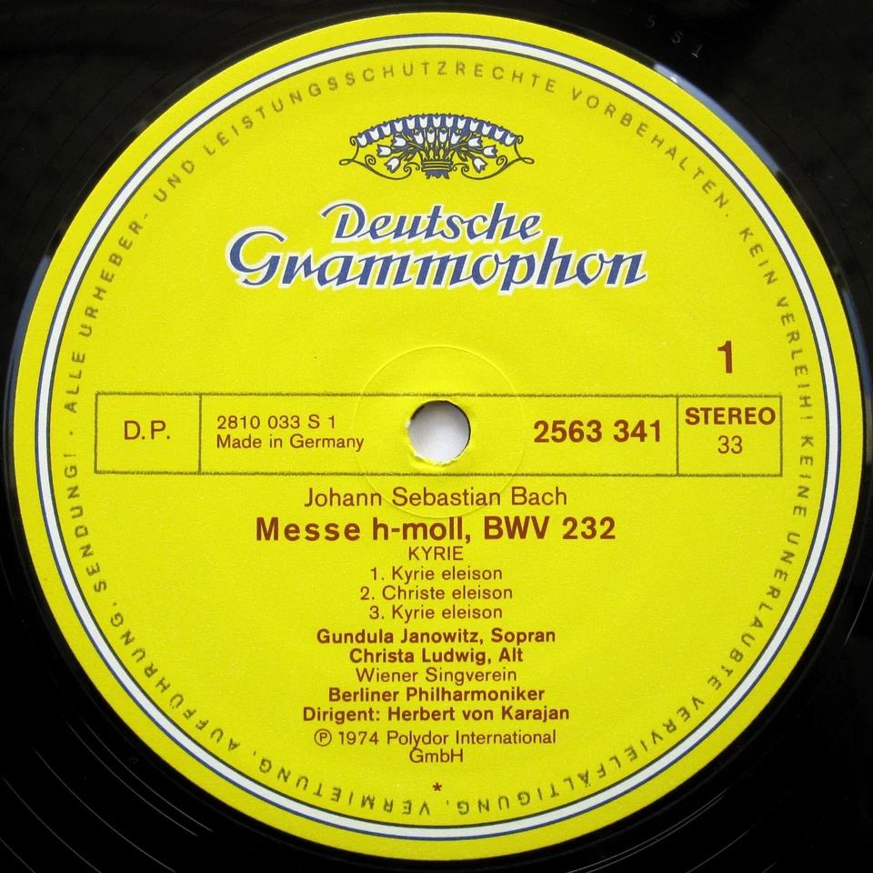 BACH Mass in B Minor (H-Moll) KARAJAN JANOWITZ 3-LP Box DGG 2740 112 Germany EX - Image 3 of 4