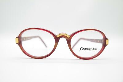 Vintage Claudio La  Viola by Dolomit CLV 36/M Rot Gold oval Brille NOS