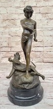 Sculpture Statue Lion victory Art Deco Nouveau Nude Bronze Hot Cast Figurine NR