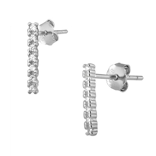 6mm Dainty Cubic Zirconia Bar Minimalist 925 Sterling Silver Studs Earrings