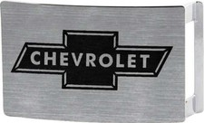 Brushed Silver Chevy Chevrolet Bowtie Rock Star Buckle Official Licensed
