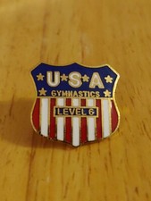 Level 6 USA Gymnastics Lapel Pin Badge Red White Blue Pinback