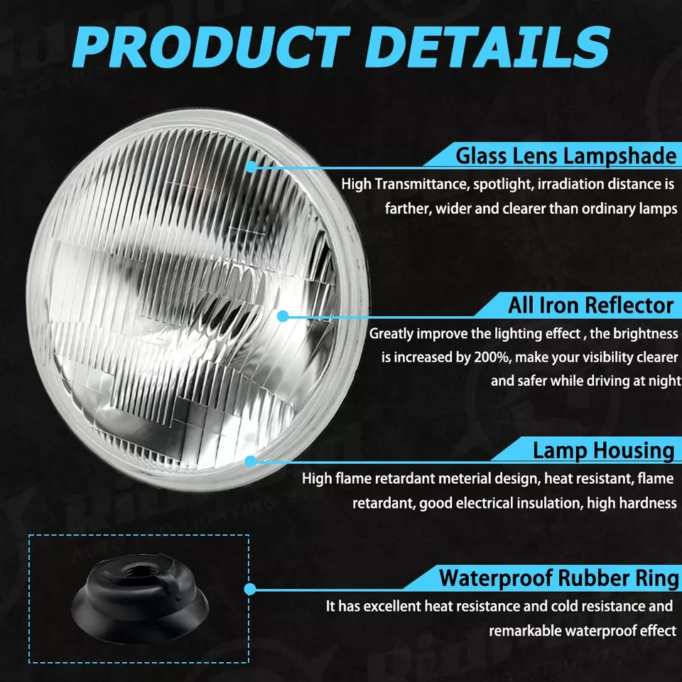 2X 7 Inch Round Led Headlight Housing for Jeep CJ5 CJ6 CJ7 CJ8 1972-1986 — 第 4/4 张图片