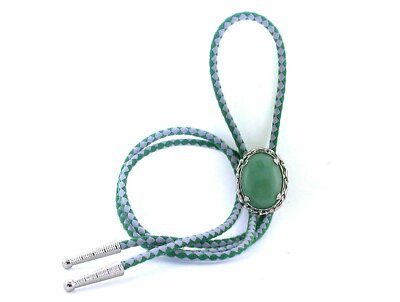 Natural Oval 30x22 Green Aventurine Cabochon Gemstone Bolo Tie Cord Tips EPBT101