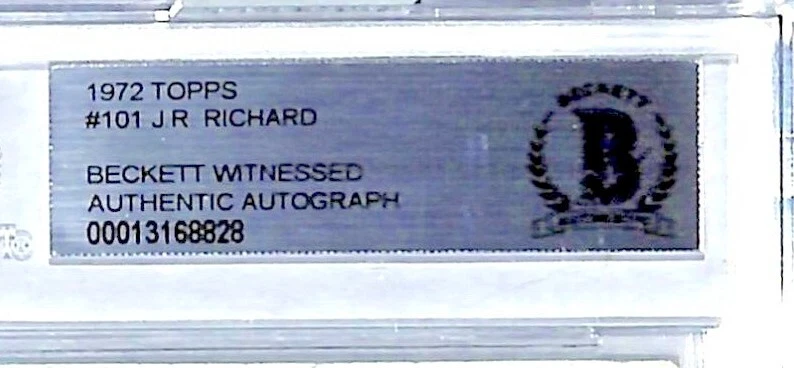 1972 Topps J.R. RICHARD Signed ASTROS Rookie Card Beckett Witness BAS SLABBED - Image 2 of 3