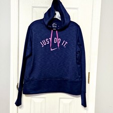 Women  s Medium Just do it Nike Dri-Fit Blue pullover Hoodie