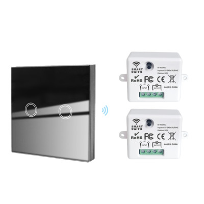 433mhz Schwarz Glas Touch Wandschalter Funk Empfänge Funkschalter Lichtschalter