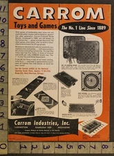 1954 CARROM BOARD WOOD GAME LUDINGTON COMET MODEL AIRPLANE 2-pg TOY AD TT69