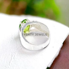 Peridot Oval Cut Gemstone With 925 Sterling Silver Ring For Men's #930