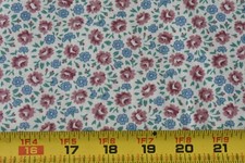 By 1/2 Yd, 40" Wide Vintage, Pink Blue Calico on Cream, Fabric Traditions,V144