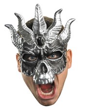 EVIL LOOKING SKULL SILVER MASQUERADE MASK COSTUME DRESS NEW DG40166