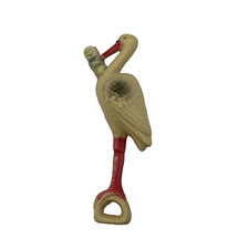 Antique Vintage Celluloid Baby Rattle Toy 3D Figural Stork with Baby Bundle