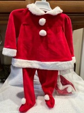 3-Piece Santa Outfit - Pants Shirt Hat - Unisex Baby Child 6/9 Months