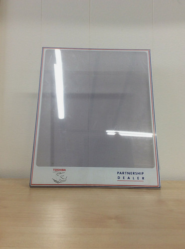 Vintage Toshiba TV Einzelhandel POS Acryl Poster Display Ständer, Retro rot weiß