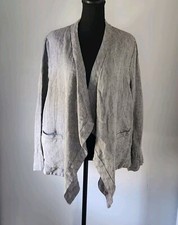 Coldwater Creek women's gray 100 linen drape open jacket size Large Lagenlook