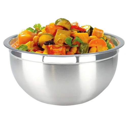 Deep Mixing Bowl Stainless Steel Flat Base Small Medium Large Metal Salad German - Picture 13 of 28