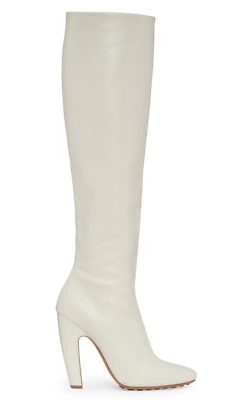 Bottega Veneta Canalazzo Women's Leather Knee High Boots White