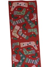 Christmas Table Runner 68 X  13” Sparkly Stockings Bright And Colorful