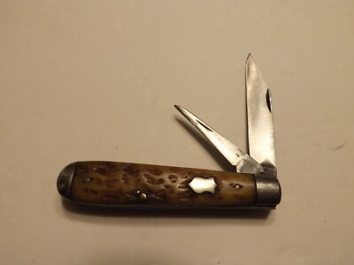 Vintage INOX 2 Blade Pocket Knife w/ Bone Handles VG
