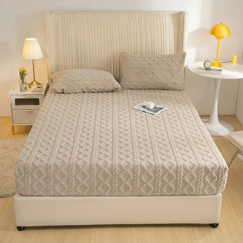 1PC Jacquard Dustproof Nonslip Fitted Sheet Embossed Soft Plush Mattress Cover - Bild 12 von 32