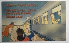 Vintage Postcard Art Tone Army Comics Girl Holla Scene Beals 1940s.