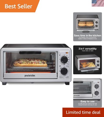 Time-Saving 4 Slice Toaster Oven: Easy-to-Use Controls, Space-Saving Design