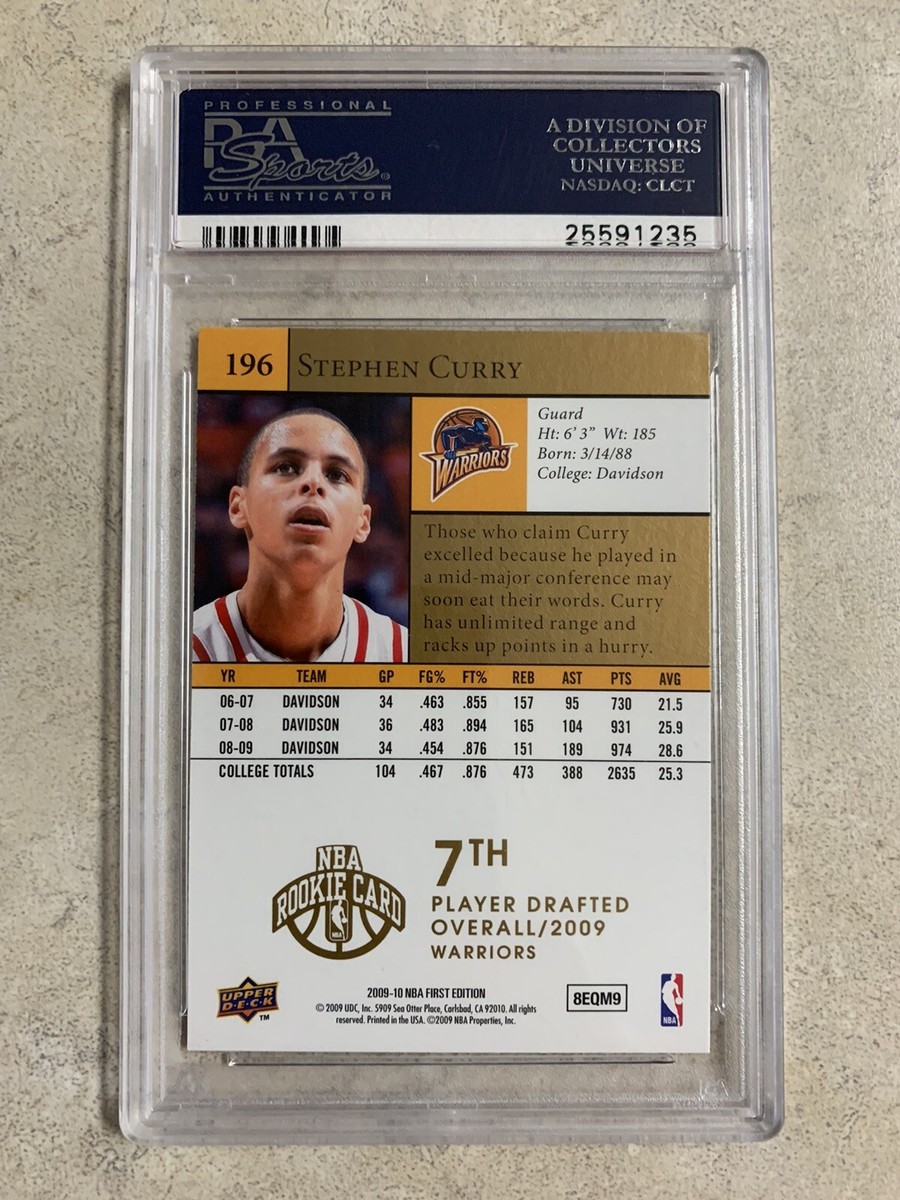 2009 UD First Edition GOLD Stephen Curry Rookie; PSA 10 GEM MINT