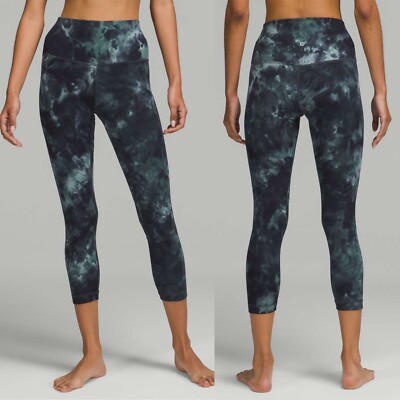 New LULULEMON Align 23'' Diamond Tie Dye Tidewater Teal High Rise Crop Leggings 0