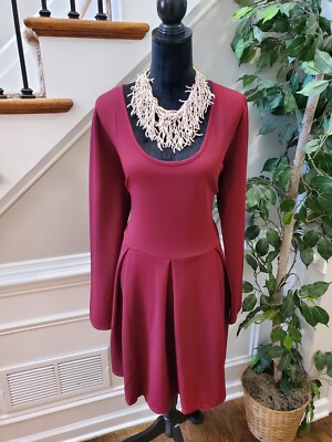 White Marks Women's Burgundy Scoop Neck Long Sleeve Knee Length Dress Size  2XL | eBay