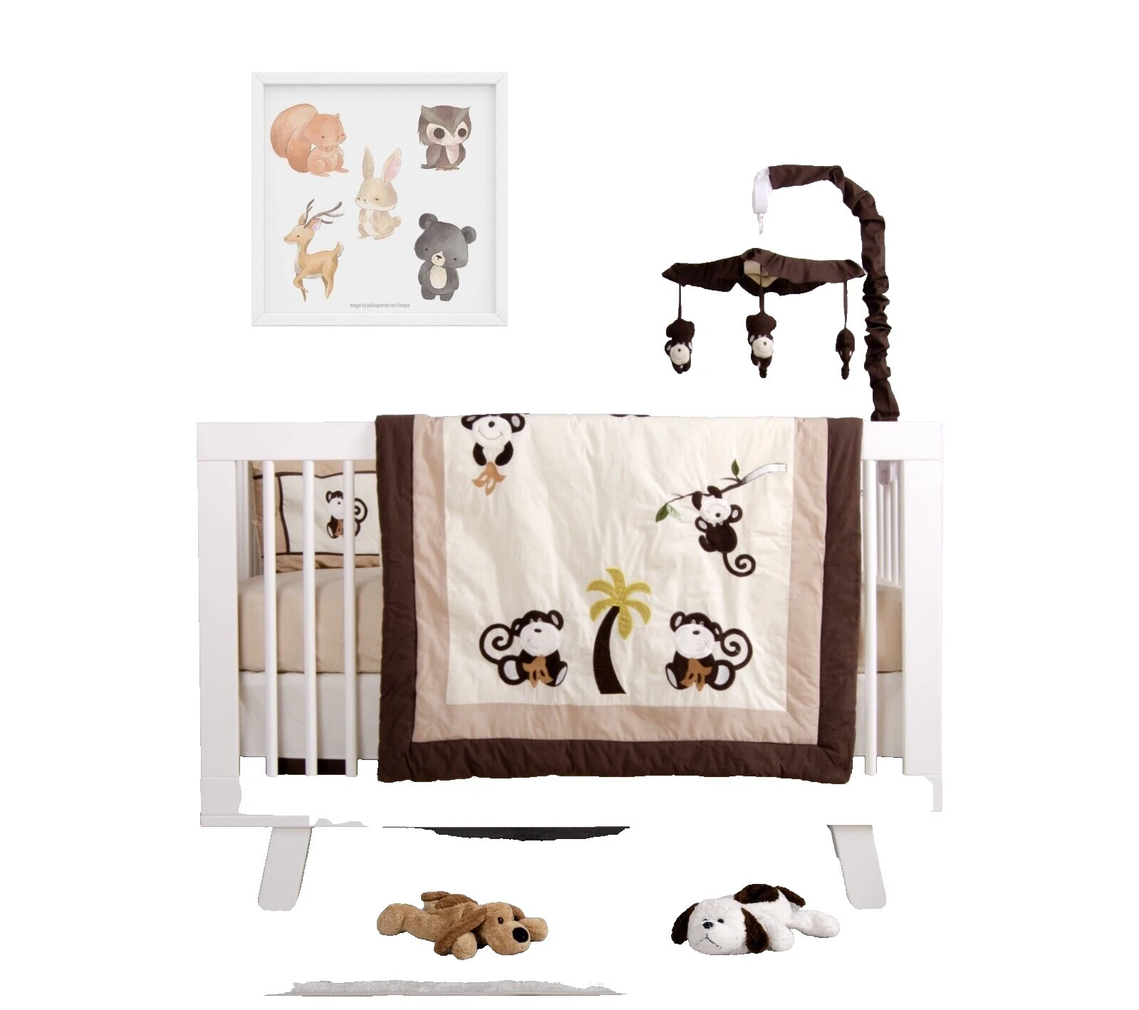 Комплекты детского постельного белья из хлопка с обезьянами