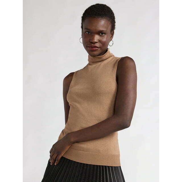 Scoop Women’s Size M Cocoa Turtleneck Sweater Shell, --W1--