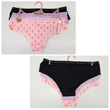 JUICY COUTURE 3 Pack Women M XL Logo No Lines Panties Black Purple Pink
