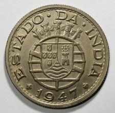 INDIA PORTUGUESA 1/2 Rupia 1947 / Bela. Escassa.