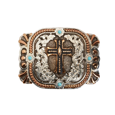 M&F Western  Rectangular Cross Belt Buckle C10104