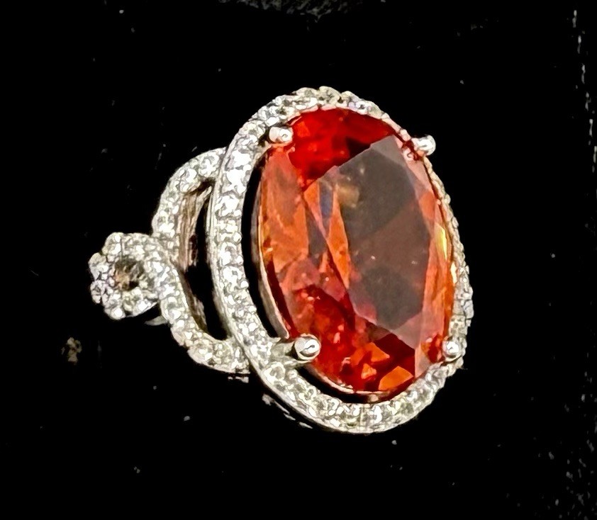 Sterling Silver Ring 925 Red Ruby Sz 7 Women Jewe… - image 3