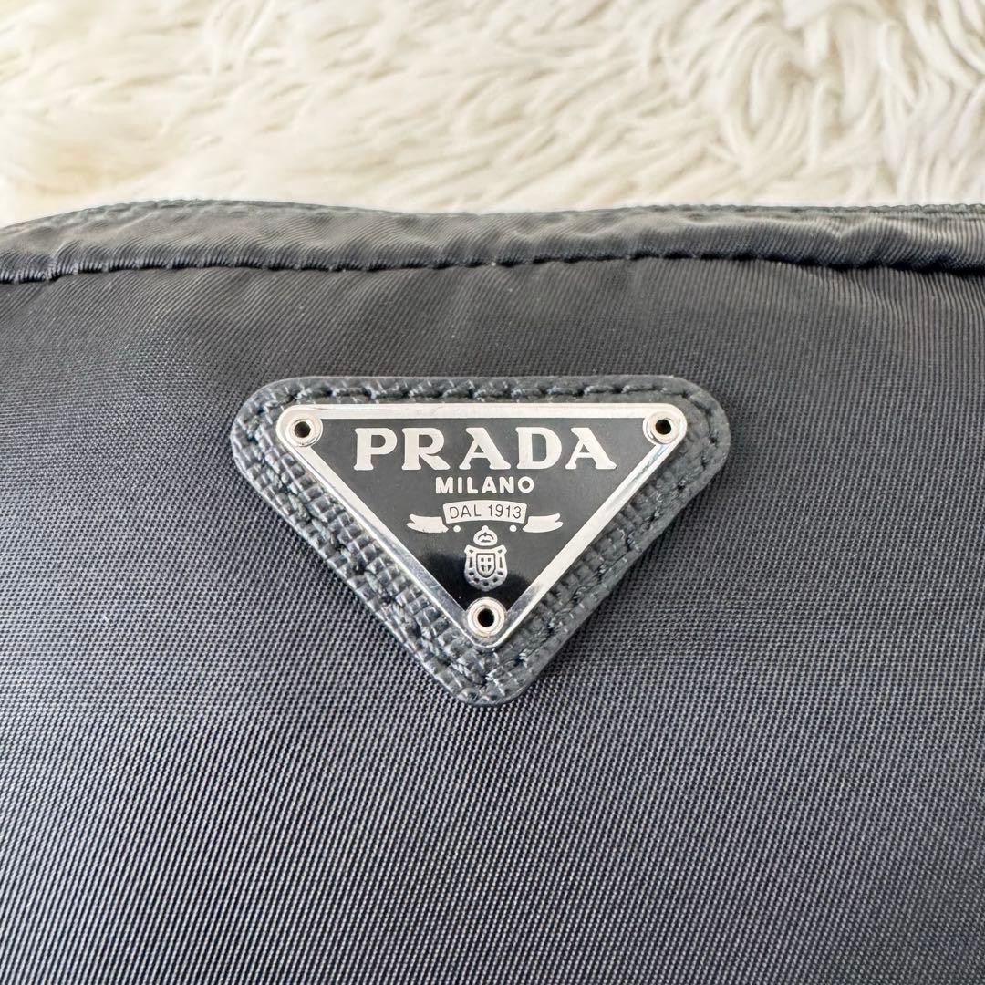 PRADA Triangular Logo Cosmetic Pouch 11x15x3.5cm … - image 8