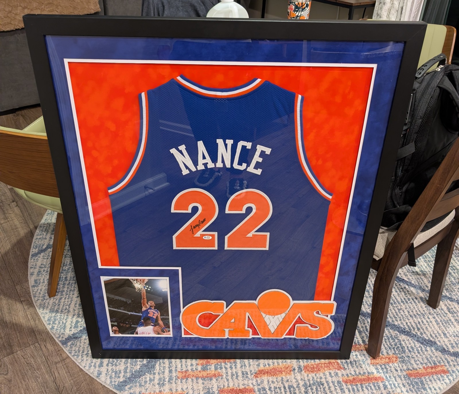 Larry Nance Cleveland Cavaliers Framed Autographed Custom Jersey. 5 Star Cert