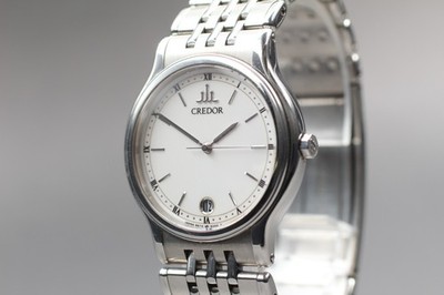 Vintage SEIKO CREDOR 9572-6000 Silver & White Dial Round Quartz