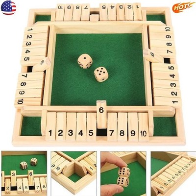 Wooden Dice Board Game Shut The Box for 4 Players Flaps&Dices Game Parent-child=