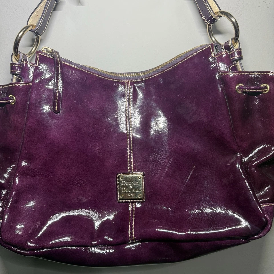 Dooney & Bourke Dark Purple Patent Leather Shoulder Purse - Image 2 of 4