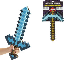 Mattel Minecraft Transforming Diamond Sword Pick-Axe Kid-Sized 2-In-1 Toy Acce