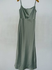 Anthropologie BHLDN Cali Satin Midi Dress 6 Green Cowl Neck Evening Party Read