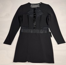 NWT Express Hook-And-Eye Front Closure Long Sleeve Midi Dress Black Women’s 12