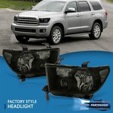 For 07-13 Toyota Tundra 08-17 Sequoia Smoke Len Replacement Headlights Lamp Pair For 07-13 Toyota Tundra 08-17 Sequoia Smoke Len Replacement Headlights Lamp Pair