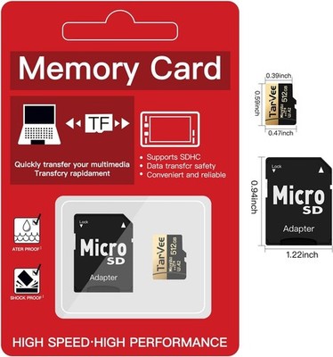 Micro SD Karte 512GB, High Speed Speicherkarte mit SD Karten Adapter