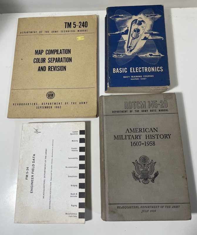 Vintage LOT -Army Navy Manuals Books - Basic Electronics, Engineer Field Data