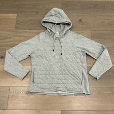 ZYIA ACTIVE Heathered Gray Combo Quilted Pocket Pullover Cotton Hoodie Size XL