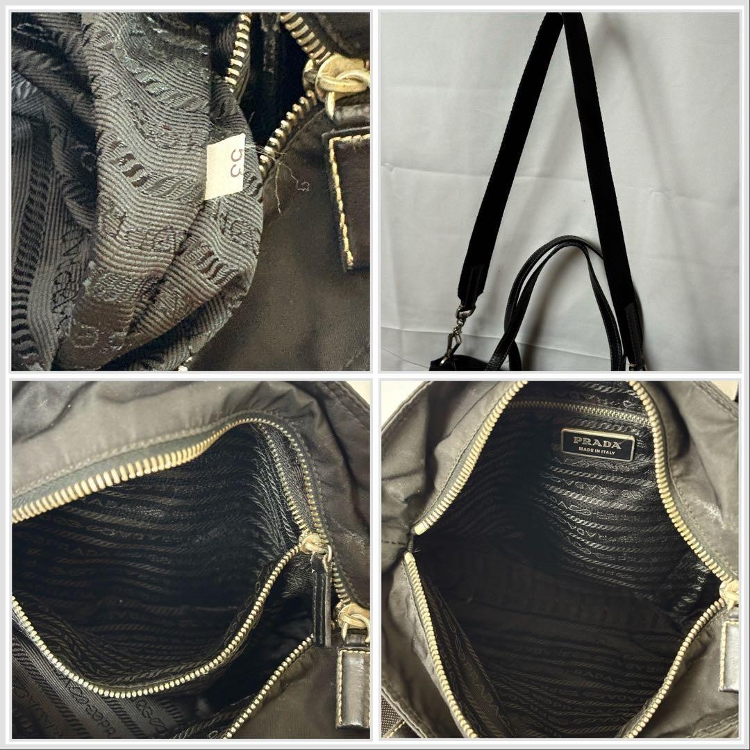 PRADA nylon 2WAY shoulder tote bag black leather accents with storage bag thumbnail 10