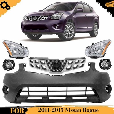 Front Bumper Cover Paintable & Grille Assembly Kit For 2011-2015 Nissan Rogue
