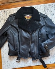 Vintage Harley Davidson Ladies Leather Jacket Sz M Warm Sherpa Lined 